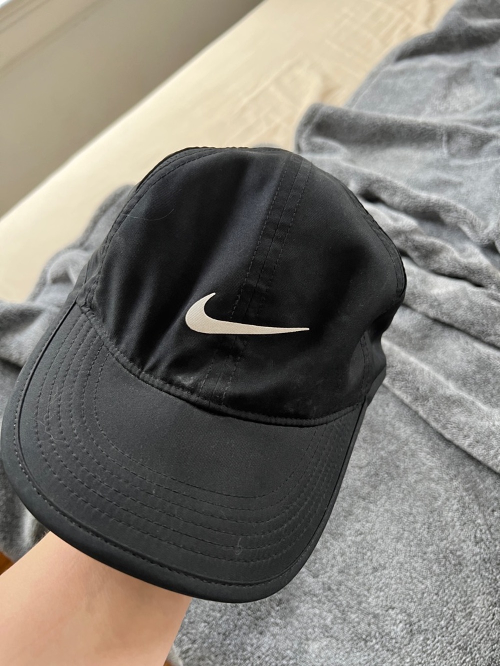 Nike Black Cap with White Swoosh - Men's